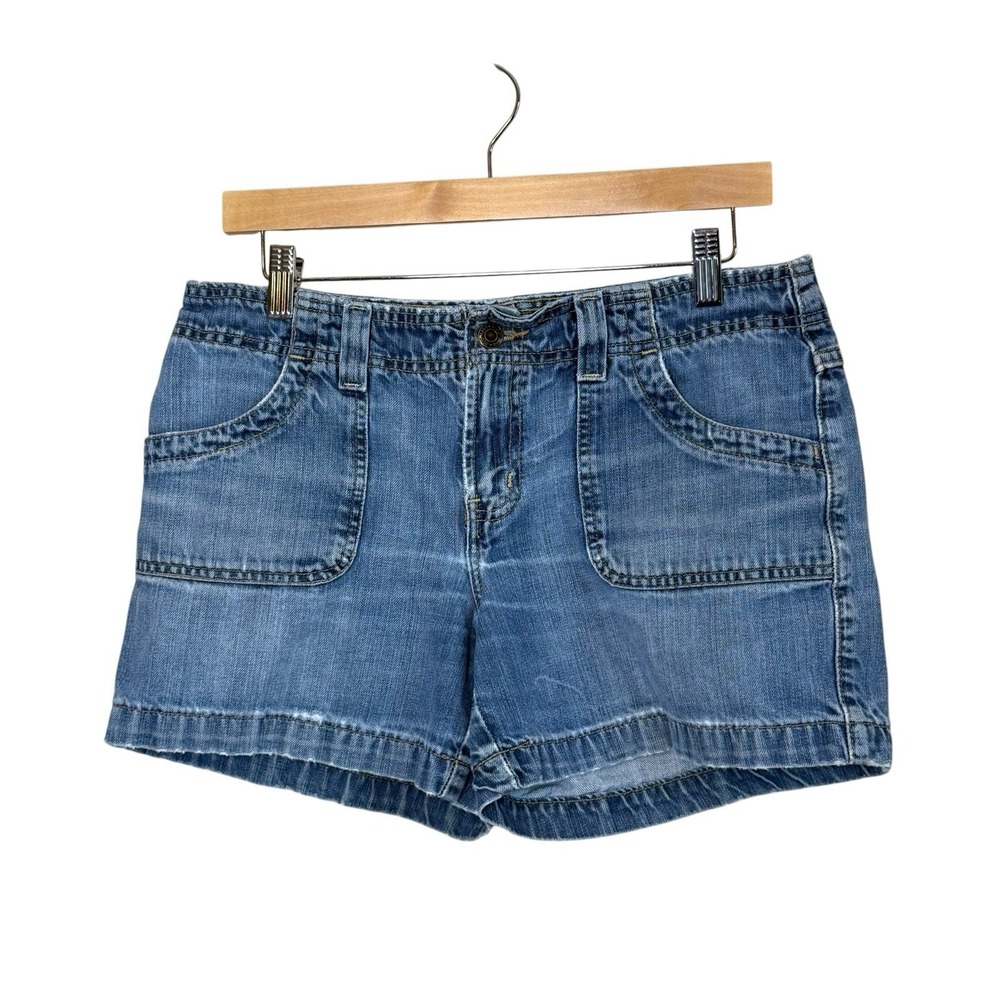 Vtg Old Navy Y2K Low Rise Jean Shorts Size 8 Classic Blue Pockets Casual Worn In